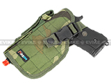 Shooter's Universal Tactical Quick Draw Belt / MOLLE holster w/ Mag pouch (Left Hand) - Woodland Camo