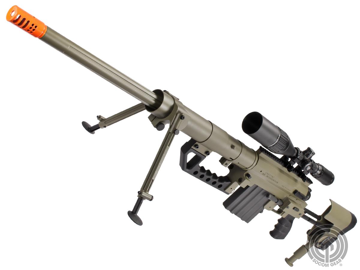 SOCOM Gear CheyTac M200 Intervention Shell Ejecting 6mm Airsoft Gas Sniper Rifle (Color: Tan)