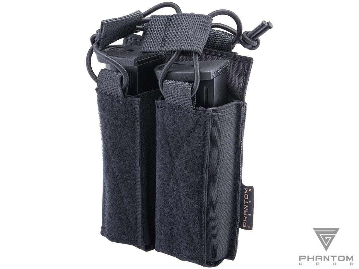 Phantom Gear Double Pistol Open Top Magazine Pouch w/ Loop Front (Color: Black)