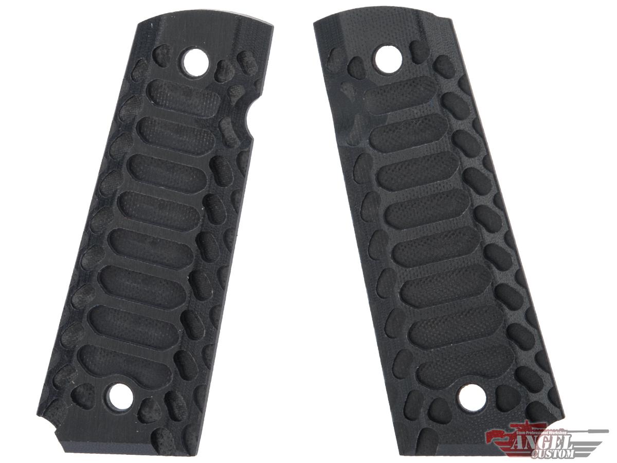 Angel Custom CNC G10 M1911 Pistol Grip Set for 1911 Gas Blowback Pistols (Model: Cobra / Carbon Black)