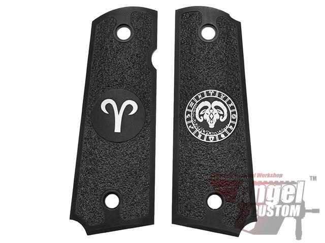 Angel Custom CNC Machined Tac-Glove Universal Grips for 1911 Series Pistols (Color: Black / Aries)