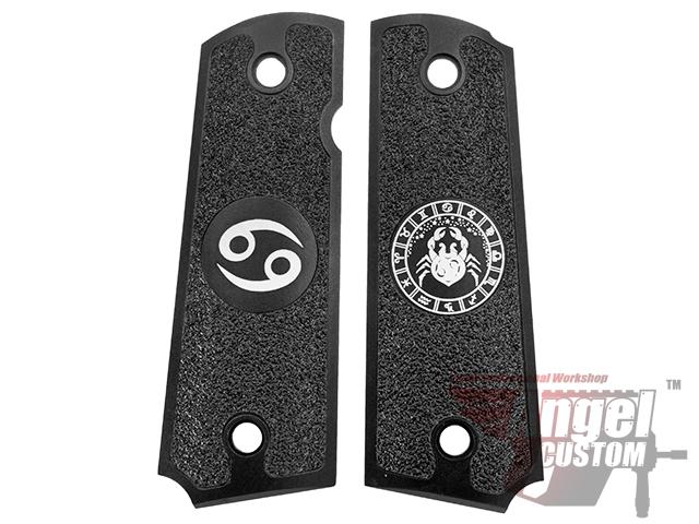 Angel Custom CNC Machined Tac-Glove Universal Grips for 1911 Series Pistols (Color: Black / Cancer)