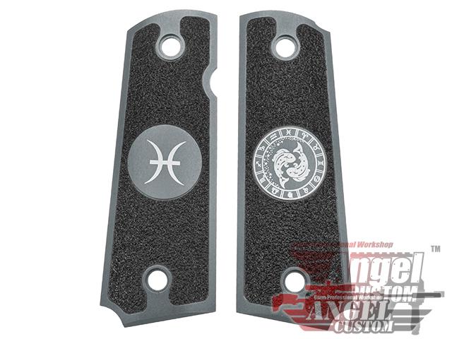 Angel Custom CNC Machined Tac-Glove Universal Grips for 1911 Series Pistols (Color: Dark Grey / Pisces)