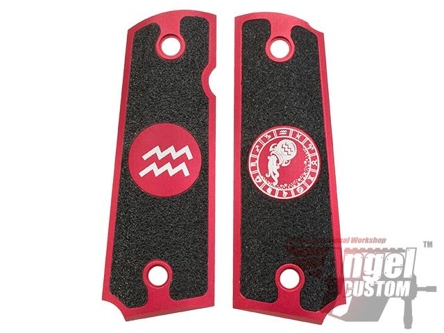 Angel Custom CNC Machined Tac-Glove Zodiac Grips for 1911 Series Airsoft Pistols - Red (Sign: Aquarius)