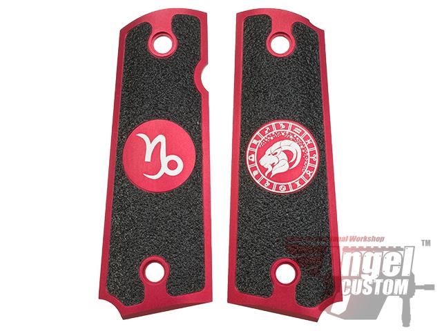 Angel Custom CNC Machined Tac-Glove Zodiac Grips for 1911 Series Airsoft Pistols - Red (Sign: Capricorn)
