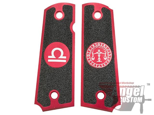 Angel Custom CNC Machined Tac-Glove Zodiac Grips for WE-Tech 1911 Series Airsoft Pistols - Red (Sign: Libra)