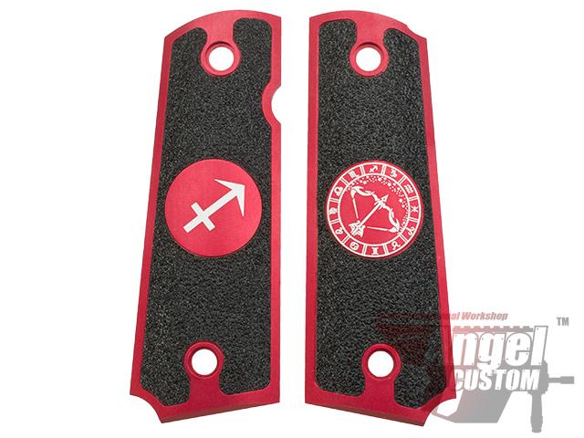 Angel Custom CNC Machined Tac-Glove Zodiac Grips for 1911 Series Airsoft Pistols - Red (Sign: Sagittarius)
