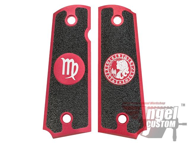 Angel Custom CNC Machined Tac-Glove Zodiac Grips for WE-Tech 1911 Series Airsoft Pistols - Red (Sign: Virgo)