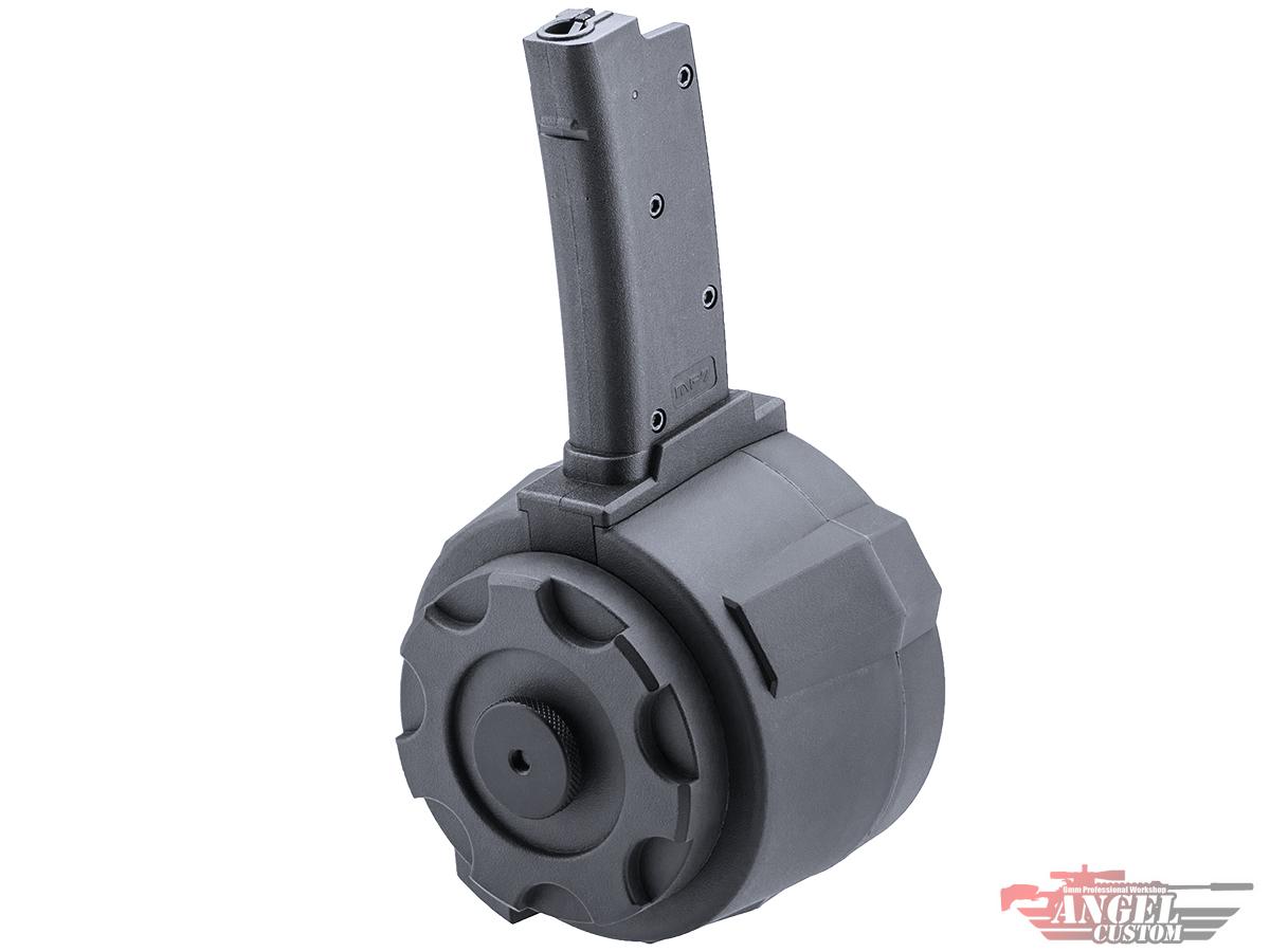 Angel Custom 1500 Round Firestorm Airsoft AEG Drum Flashmag (Model: Elite Force MP7A1 Adapter / Black)