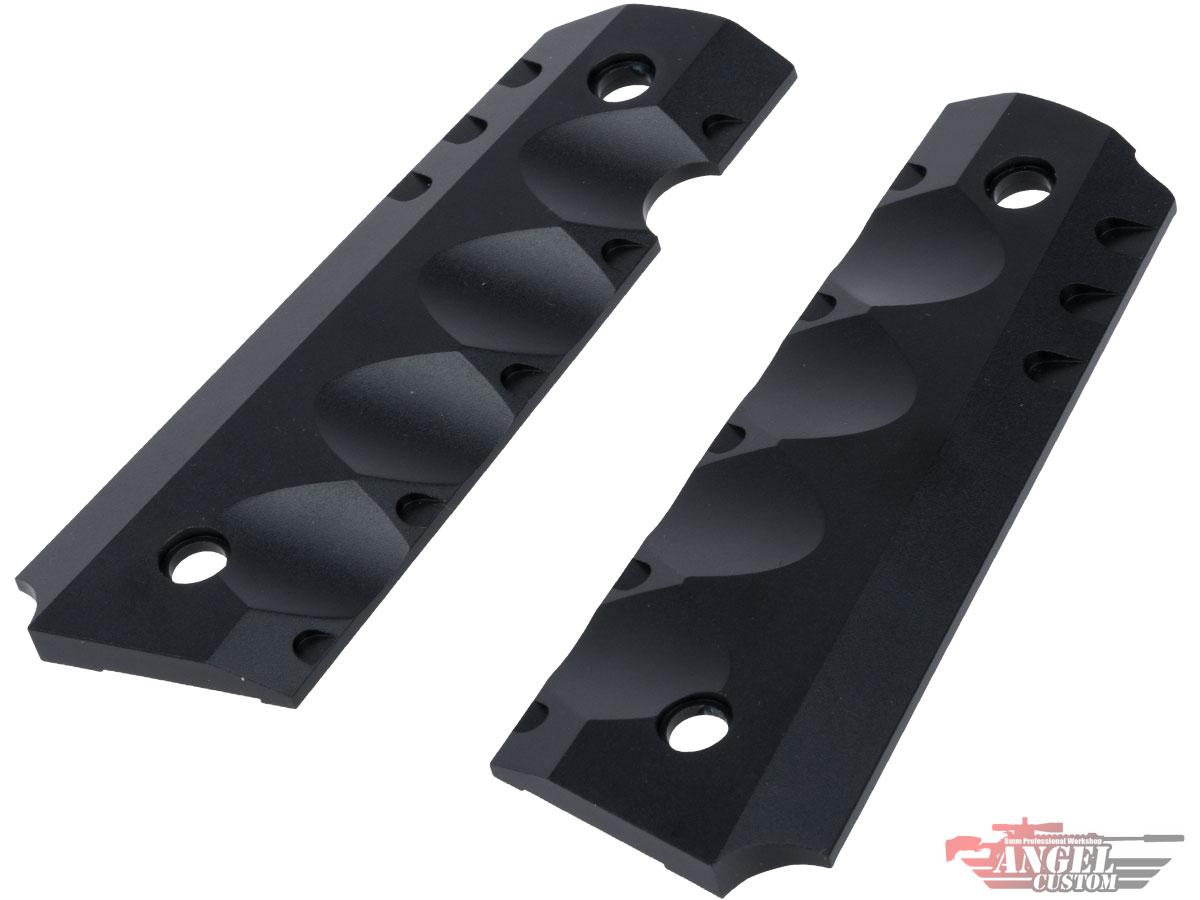 Angel Custom CNC Aluminum Shadow Killer Universal Grip Set for 1911 Series Airsoft Pistols (Color: Black)