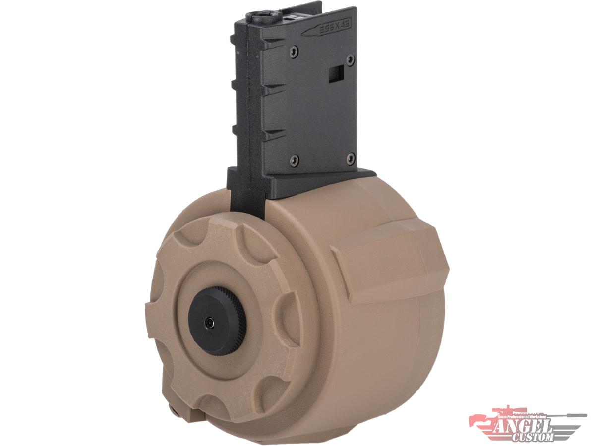 Angel Custom 1500 Round Firestorm Airsoft AEG Drum Flashmag (Model: TM Next Gen M4 Adapter / Dark Earth)