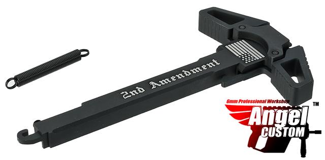 Angel Custom Swift Charging Handle for AR-15 M4 M16 Airsoft AEG Rifles (Model: Black / 2nd Amendment)