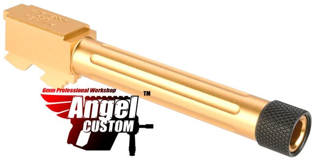 Angel Custom CNC Aluminum Outer Barrel for KWA ATP Series Airsoft GBB Pistols (Model: Fluted Gold)