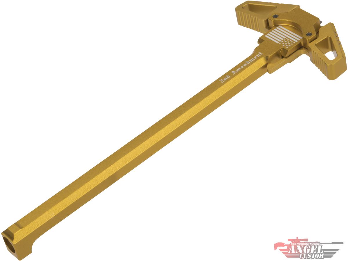 Angel Custom Swift Charging Handle for AR-15 M4 M16 Airsoft Gas Blowback Rifles (Model: Gold / 2nd Amendment)