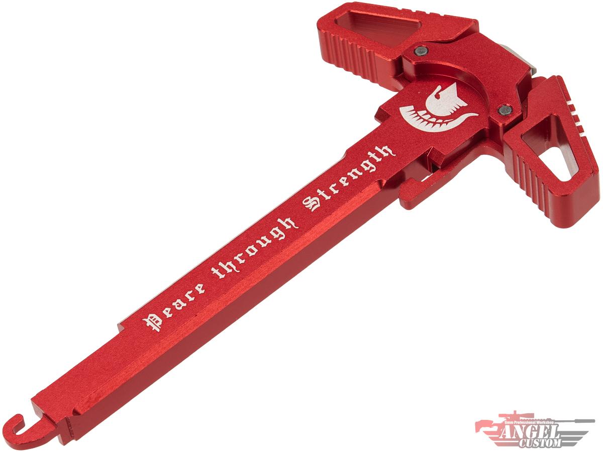 Angel Custom Swift Charging Handle for AR-15 M4 M16 Airsoft AEG Rifles (Model: Red / Peace Through Strength)