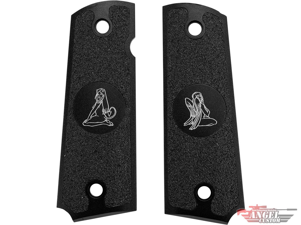 Angel Custom CNC Machined Tac-Glove Universal Grips for 1911 Series Pistols (Color: Black / Angels and Demons)