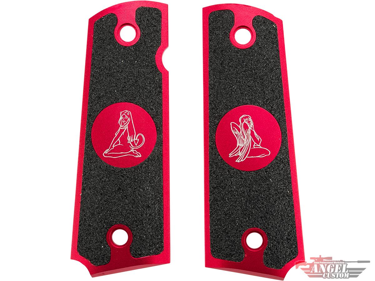 Angel Custom CNC Machined Tac-Glove Universal Grips for 1911 Series Airsoft Pistols (Color: Red / Angels and Demons)