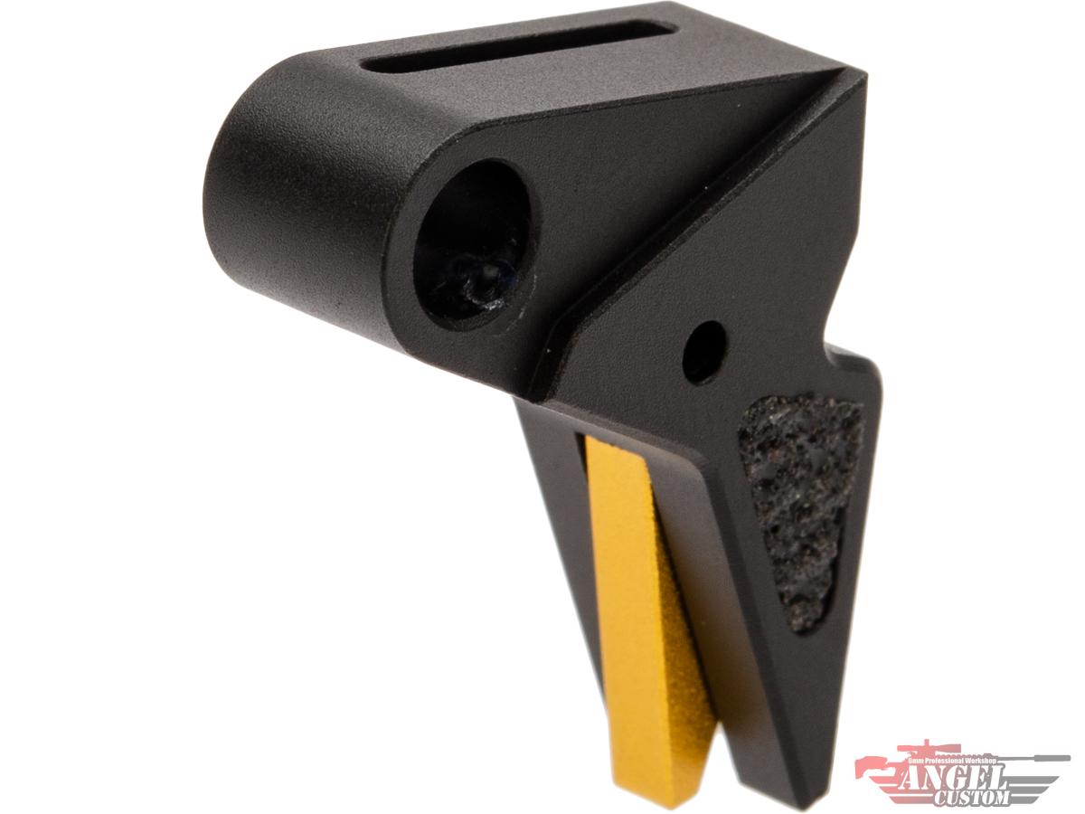 Angel Custom CNC Enhanced Flat Front Competition Style Trigger for KWA ATP Gas Blowback Airsoft Pistols (Color: Black / Gold)