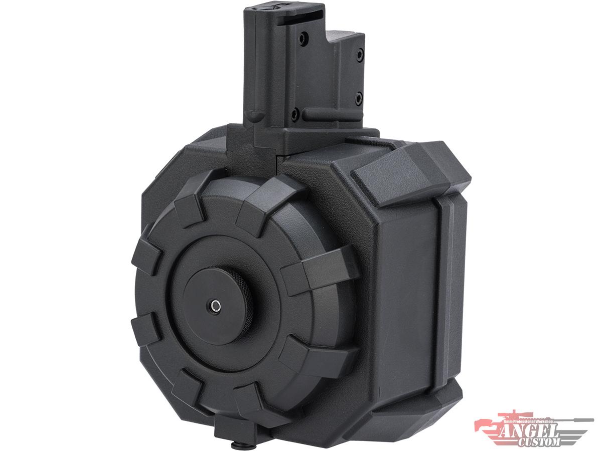 Angel Custom 2000 Round BLOK Firestorm Airsoft AEG Drum Flashmag (Color: Black / AUG Adapter)