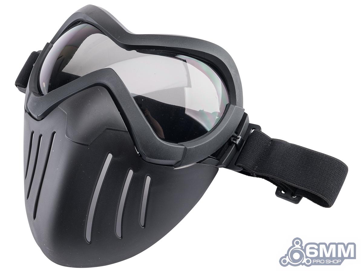 6mmProShop Slipstream Goggle & Lower Face Shield Face Mask (Color: Black Frame / Smoke Lens)