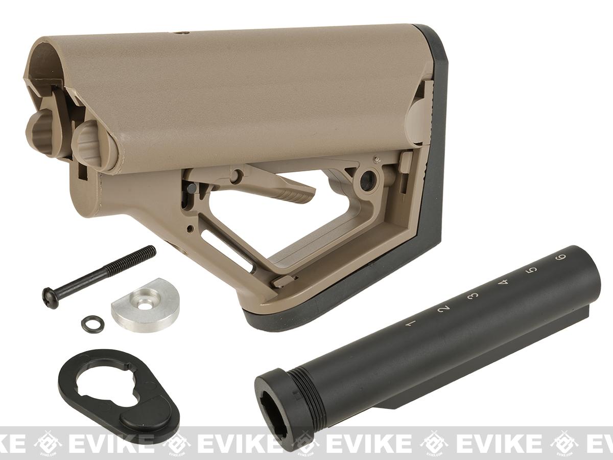 6mmproShop CTS Carbine Battery Stock for M4 M16 Series Rifles (Model: Desert / Stock + AEG Buffer Tube)