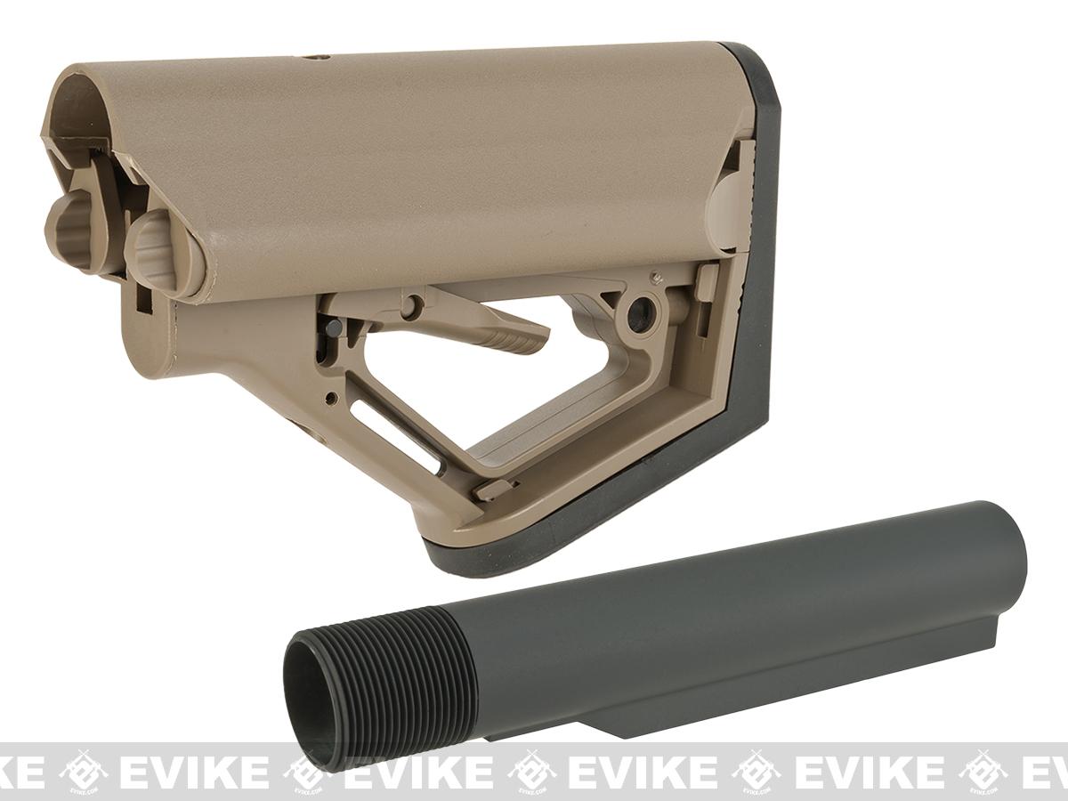 6mmproShop CTS Carbine Battery Stock for M4 M16 Series Rifles (Model: Desert / Stock + GBB Buffer Tube)