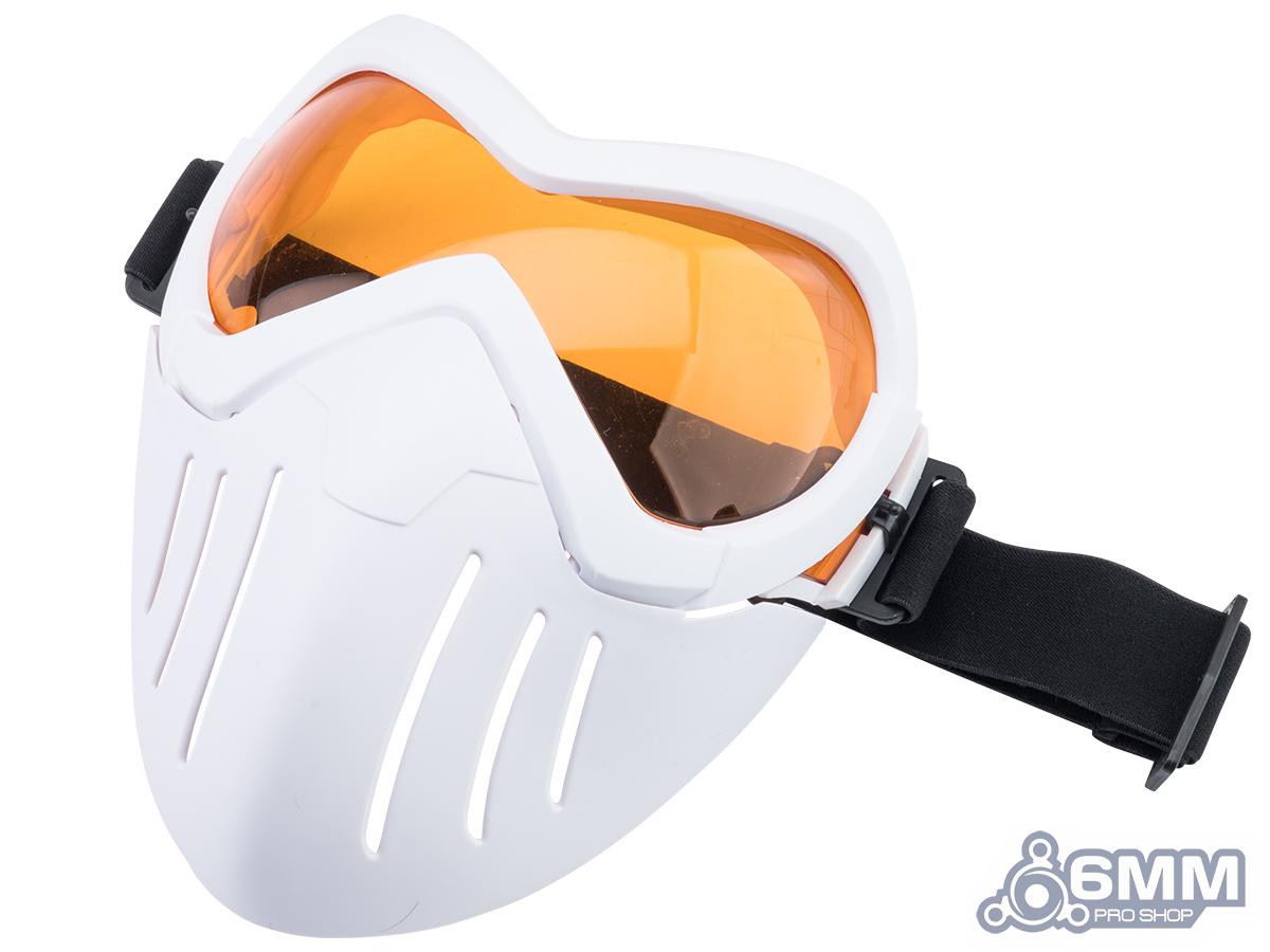 6mmProShop Slipstream Goggle & Lower Face Shield Face Mask (Color: White Frame / Orange Lens)