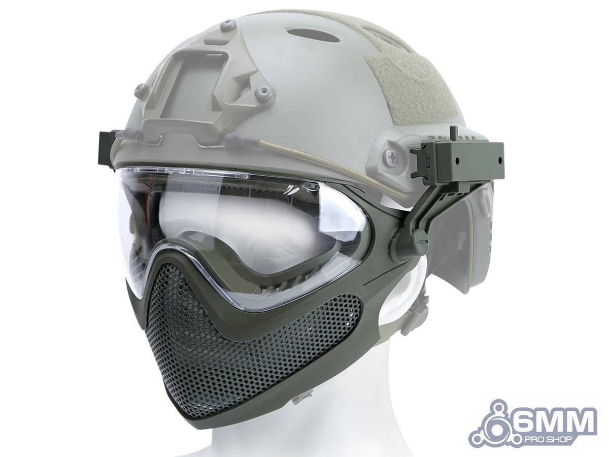 6mmProShop Pilot Face Mask w/ Steel Mesh Lower Face Protection (Color: OD Green)