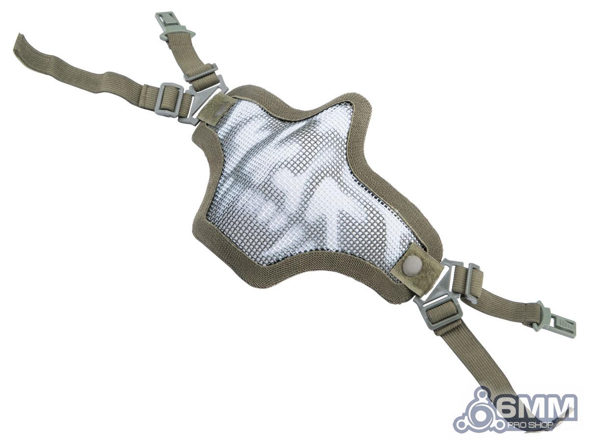 6mmProShop Iron Face Mesh Striker V1 Lower Half Mask for Use with Bump Helmets (Color: OD Green / Skull)