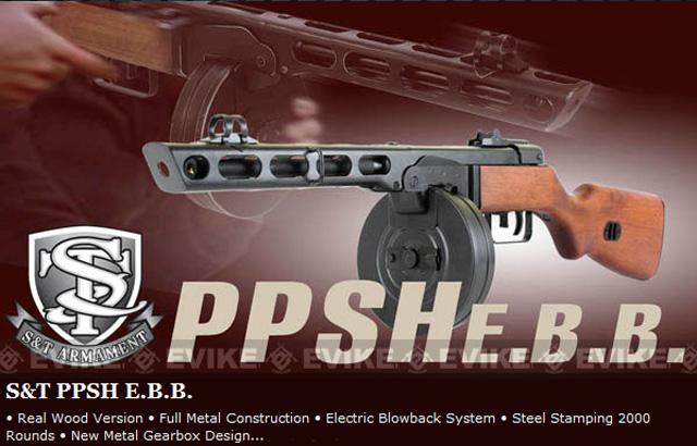 Ppsh 41 Wwii Electric Blowback Airsoft Aeg Submachine Gun W Drum Mag And Real Wood Ares Evike Com Airsoft Superstore