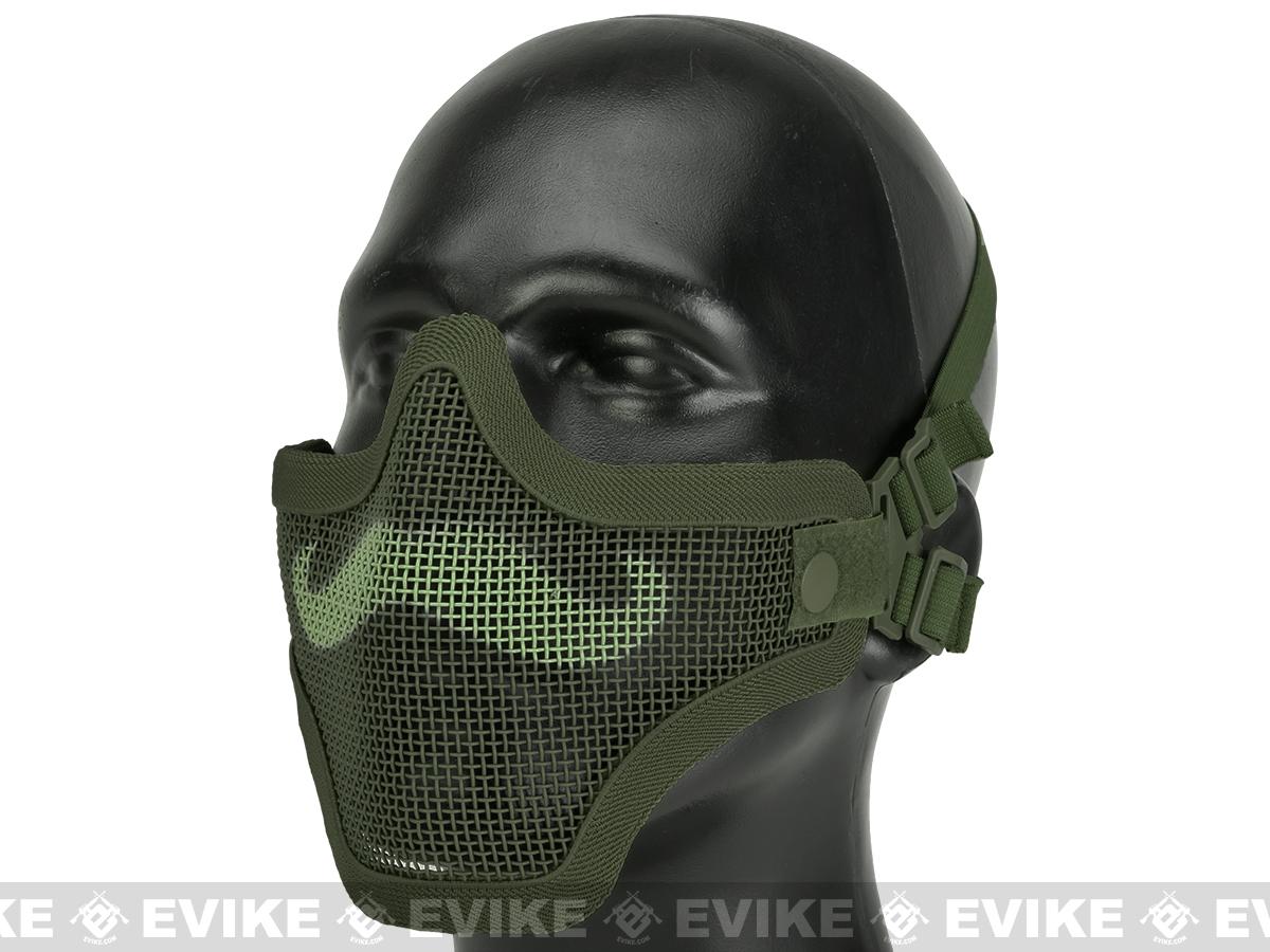 6mmProShop Iron Face Carbon Steel Mesh Moustache Lower Half Mask (Color: OD Green)