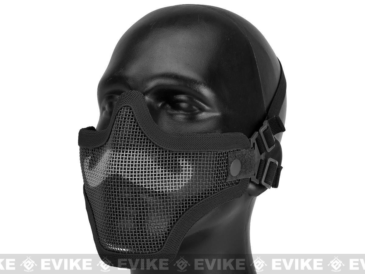 6mmProShop Iron Face Carbon Steel Mesh Moustache Lower Half Mask (Color: Black)