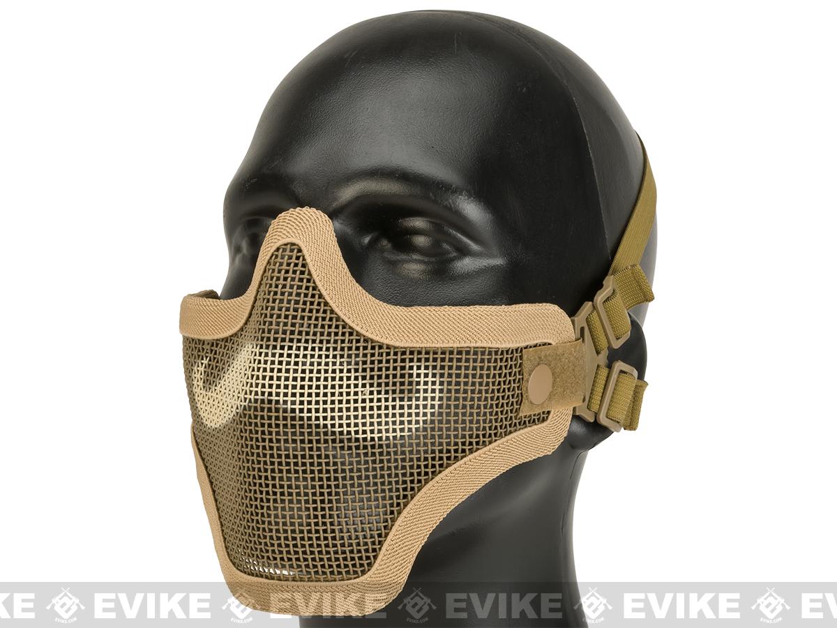 6mmProShop Iron Face Carbon Steel Mesh Moustache Lower Half Mask (Color: Tan)