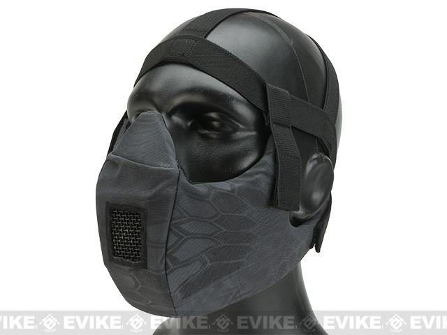 6mmProShop V5 Breathable Padded Dual Layered Nylon Half Face Mask w/ Bump Helmet Straps (Color: Urban Serpent)