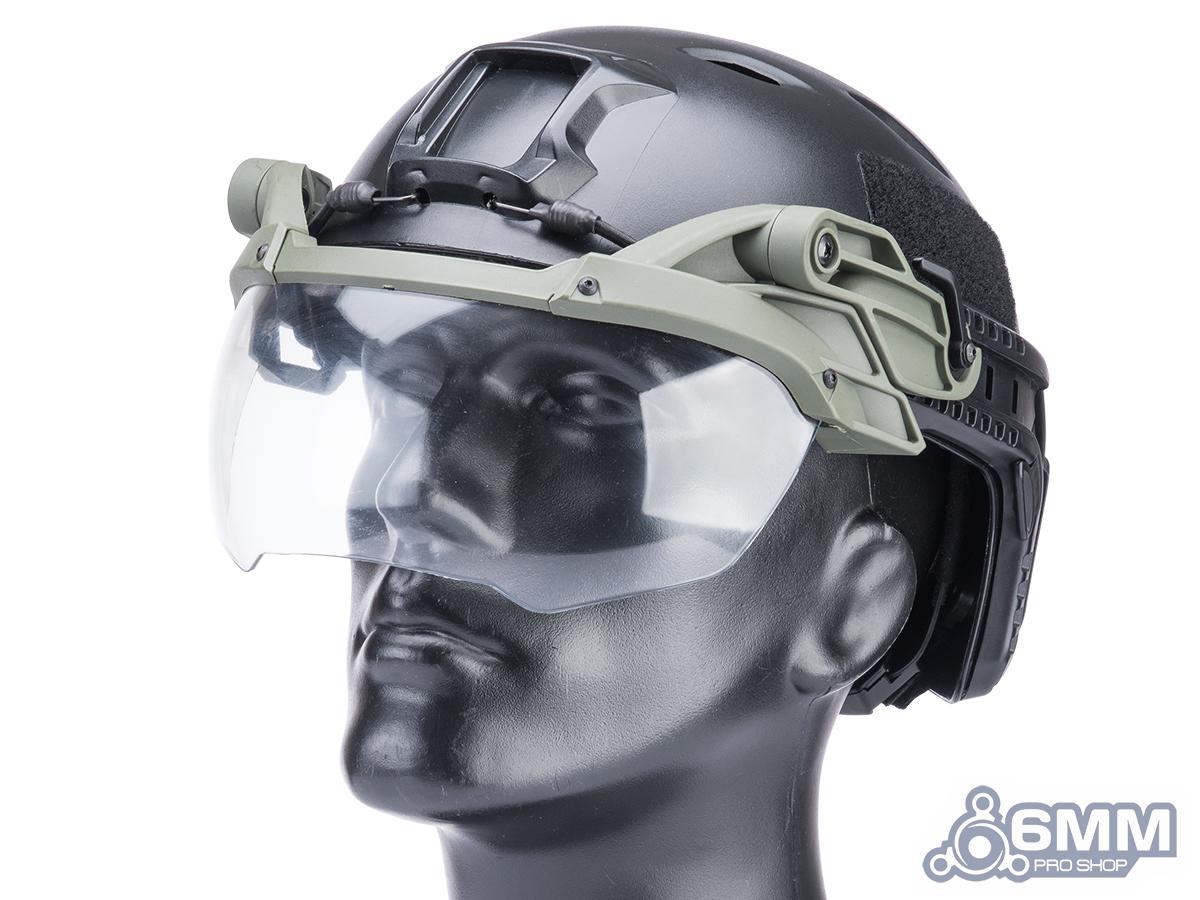 Matrix Tactical Flip Down Visor for Helmet Rails (Color: OD Green / Clear Lens)