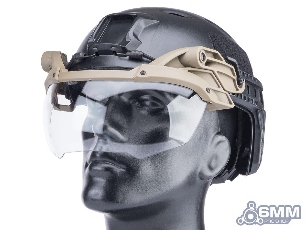 Matrix Tactical Flip Down Visor for Helmet Rails (Color: Tan / Clear Lens)