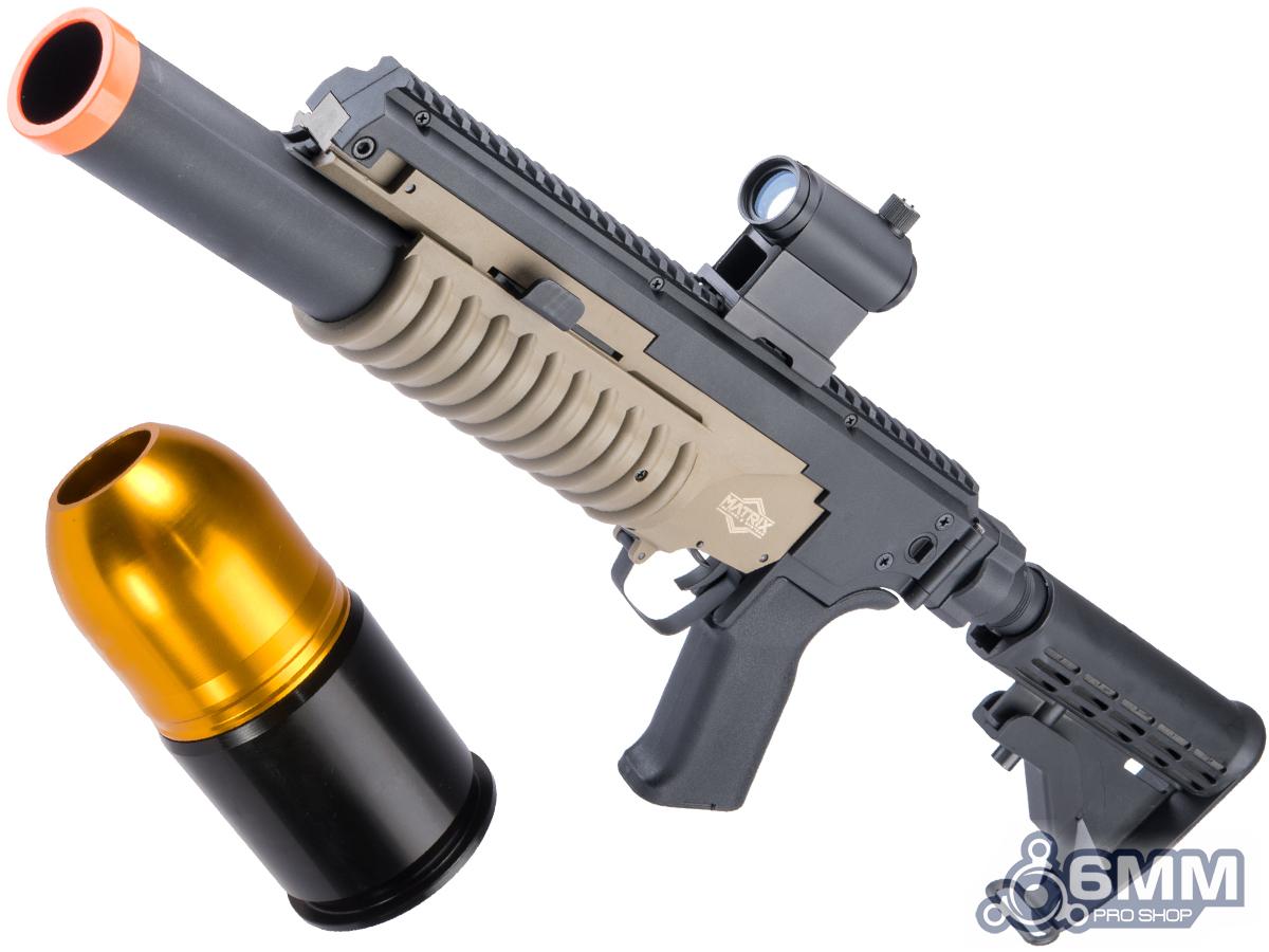 6mmProShop Airsoft M203 Standalone Grenade Launcher (Model: Complete Launcher & Multi-Purpose Grenade Package / Desert / Long Tube)