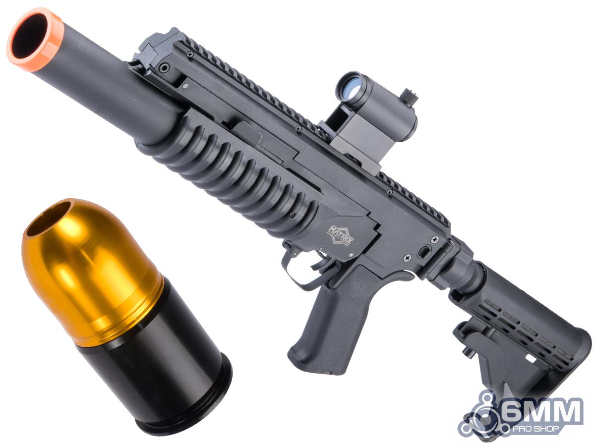 6mmProShop Airsoft M203 Standalone Grenade Launcher (Model: Complete Launcher & Multi-Purpose Grenade Package / Black / Long Tube)