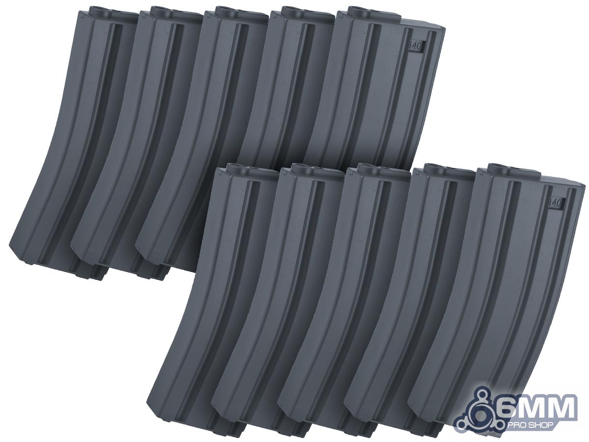 6mmProShop 140rd Mid-Cap Magazine for M4 Airsoft AEG Rifles (Color: Grey / Set of 10)