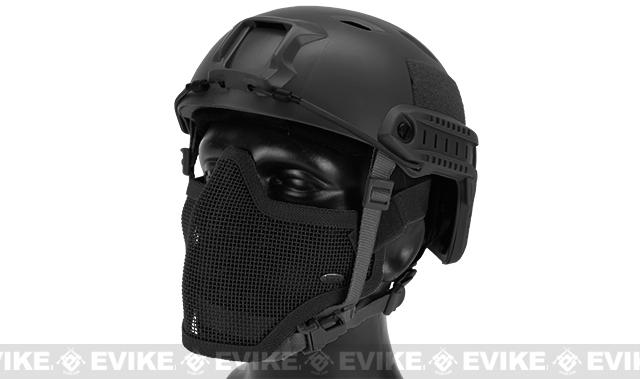 6mmProShop Bump Type Tactical Airsoft Helmet w/ Gen.1 Strike Mask (Type: BJ / Advanced / Black)