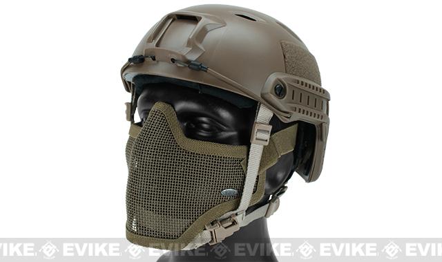 6mmProShop Bump Type Tactical Airsoft Helmet w/ Gen.1 Strike Mask (Type: BJ / Advanced / Tan)