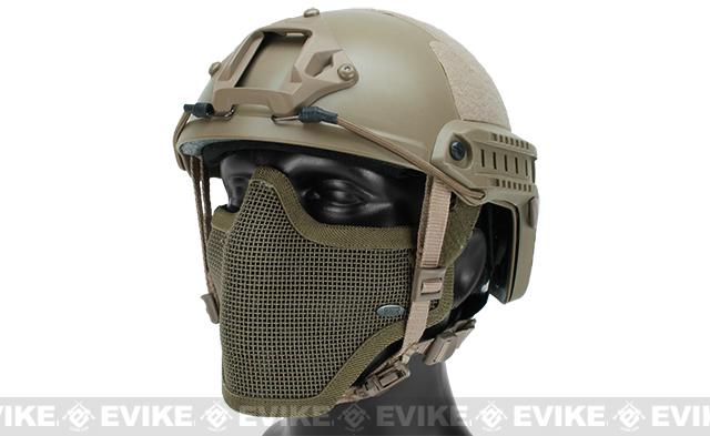 6mmProShop Bump Type Tactical Airsoft Helmet w/ Gen.1 Strike Mask (Type: MICH / Advanced / Tan)