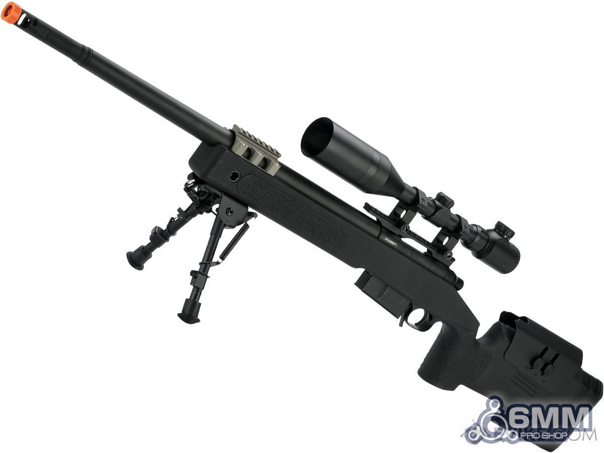 6mmProShop PDI Custom Upgraded USMC M40A5 Bolt Action Airsoft Sniper Rifle (Model: Black / Gun Only)