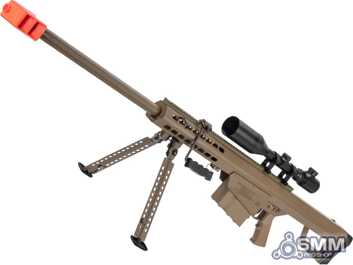 6mmProShop Barrett Licensed M82A1 Bolt Action Powered Airsoft Sniper Rifle (Color: Tan)