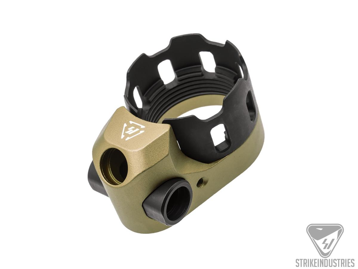 Strike Industries TRIBUS AR Enhanced Castle Nut & Extended End Plate (Color: Flat Dark Earth)