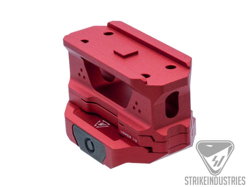 Strike Industries 3-Piece Low Profile Riser Mount for T1 Red Dot Scopes (Color: Red)