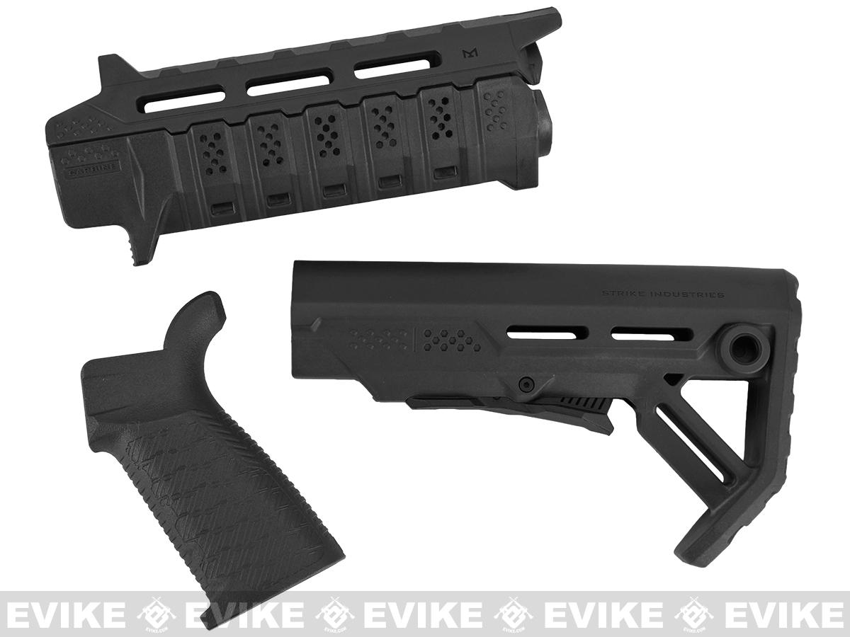 Strike Industries Carbine Length Polymer Furniture Package for Airsoft AEG Rifles (Color: Black)