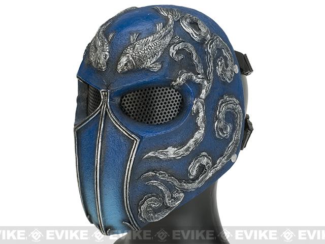 Evike.com R-Custom Fiberglass  Koi Full Face Mask (Color: Blue / Mesh Lens)