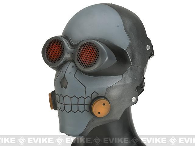 Evike.com R-Custom Fiberglass Death Gun Full Face Mask with Wire Mesh Lenses (Color: Matte Grey)