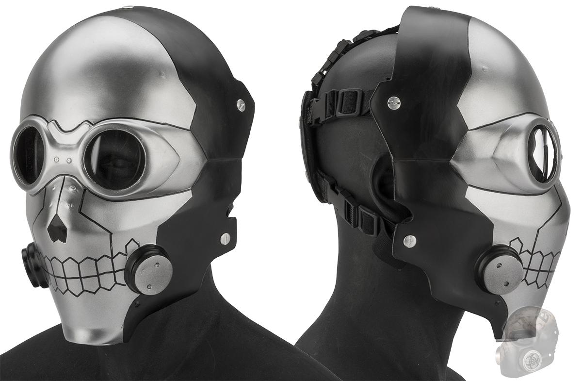 Evike.com R-Custom Fiberglass  Death Gun Full Face Mask  (Color: Silver / Clear Lens)